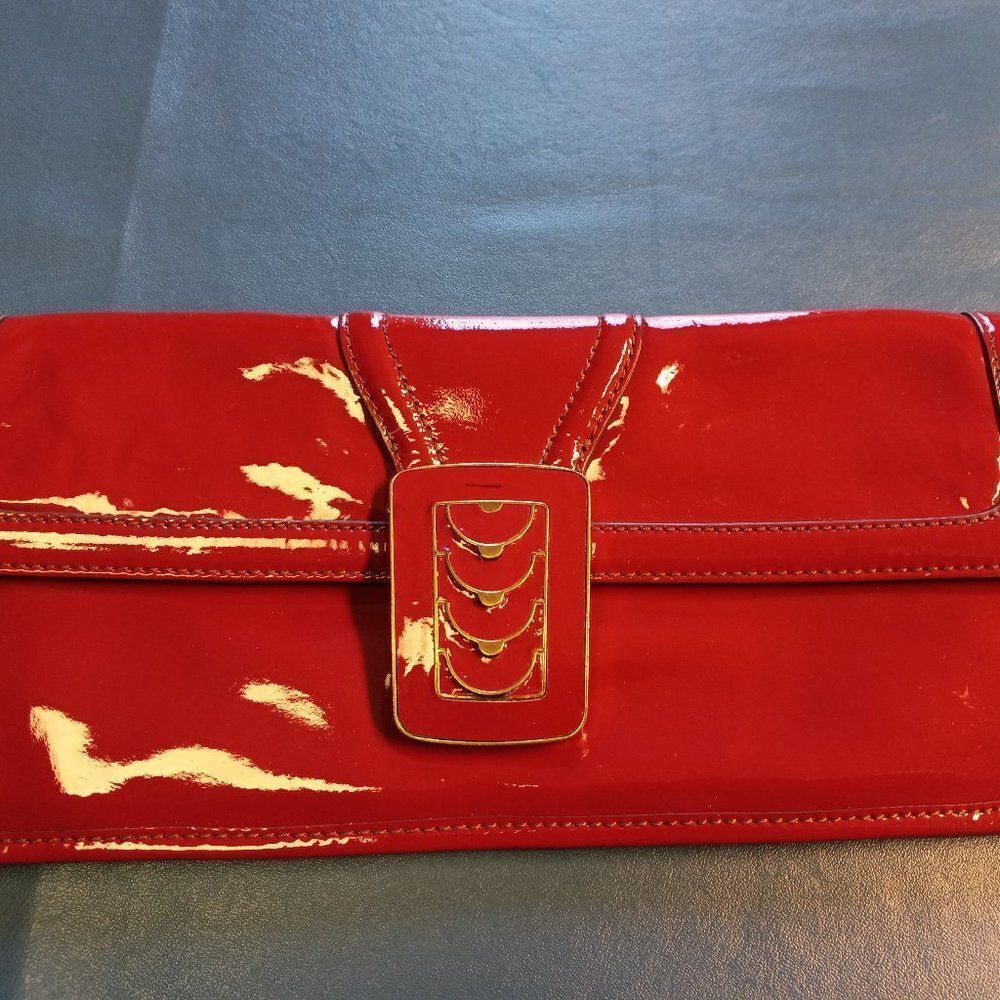 Cole Haan Red Amazing Clutch Sothwestern Granny Chic Red/Gold clasp